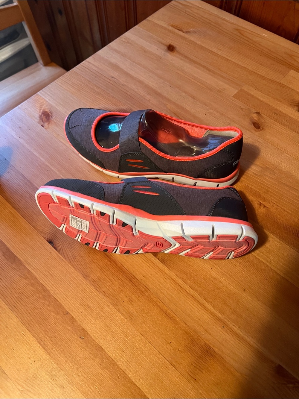 Skechers Women’s Gray and Coral Comfort Slip-On Shoe